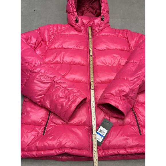 Guess Puffer Jacket Womens XL Magenta Pink Hooded Quilted Zip Pockets 119RN716 - Picture 2 of 12